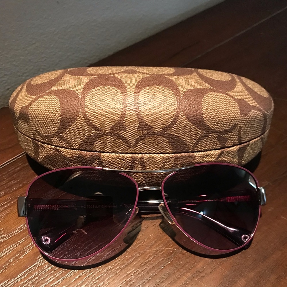 Coach Kristina Purple/Silver Aviator Sunglasses